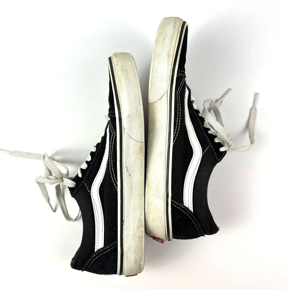 Vans Old Skool Low Top Skate Shoes M 7‎ W 8.5 Black White Canvas Suede - Picture 5 of 16